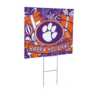 Clemson Tigers 24" x 18" Happy Holidays Christmas Outdoor Staked Yard Sign