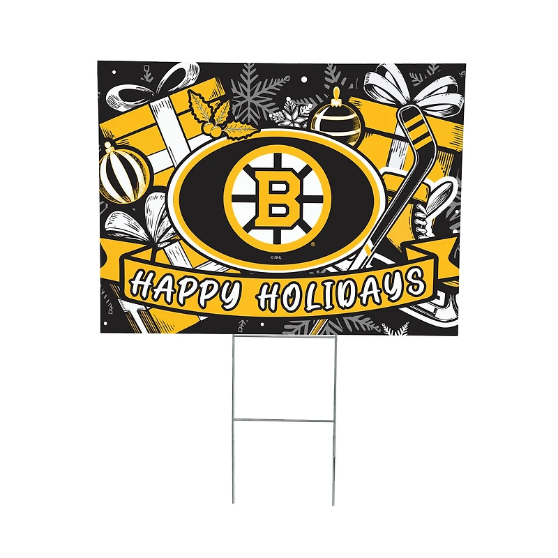 Boston Bruins 24" x 18" Happy Holidays Christmas Outdoor Staked Yard Sign