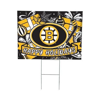 Boston Bruins 24" x 18" Happy Holidays Christmas Outdoor Staked Yard Sign