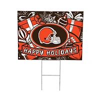 Cleveland Browns 24" x 18" Happy Holidays Christmas Outdoor Staked Yard Sign