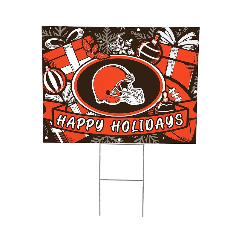 Cleveland Browns 24" x 18" Happy Holidays Christmas Outdoor Staked Yard Sign