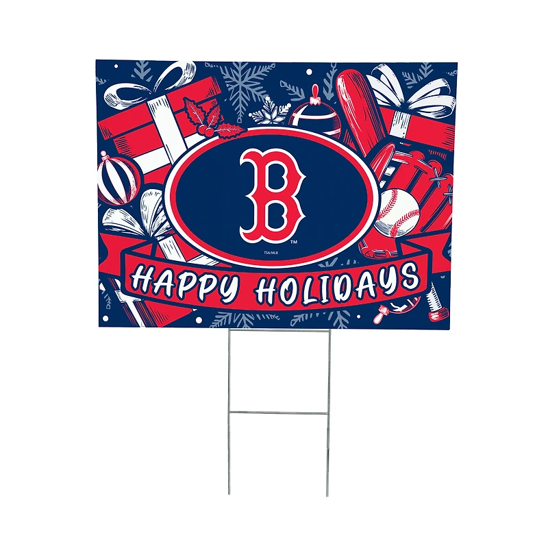 Boston Red Sox 24" x 18" Happy Holidays Christmas Outdoor Staked Yard Sign