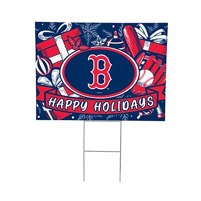 Boston Red Sox 24" x 18" Happy Holidays Christmas Outdoor Staked Yard Sign