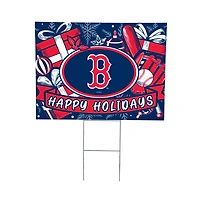 Boston Red Sox 24" x 18" Happy Holidays Christmas Outdoor Staked Yard Sign