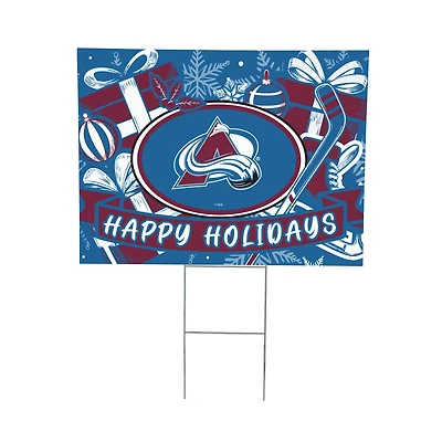 Colorado Avalanche 24" x 18" Happy Holidays Christmas Outdoor Staked Yard Sign