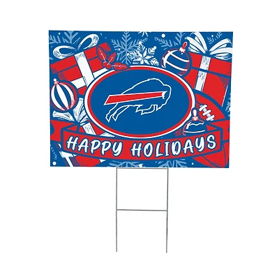 Buffalo Bills 24" x 18" Happy Holidays Christmas Outdoor Staked Yard Sign