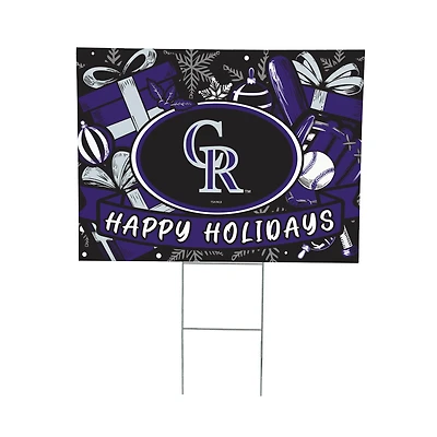 Colorado Rockies 24" x 18" Happy Holidays Christmas Outdoor Staked Yard Sign
