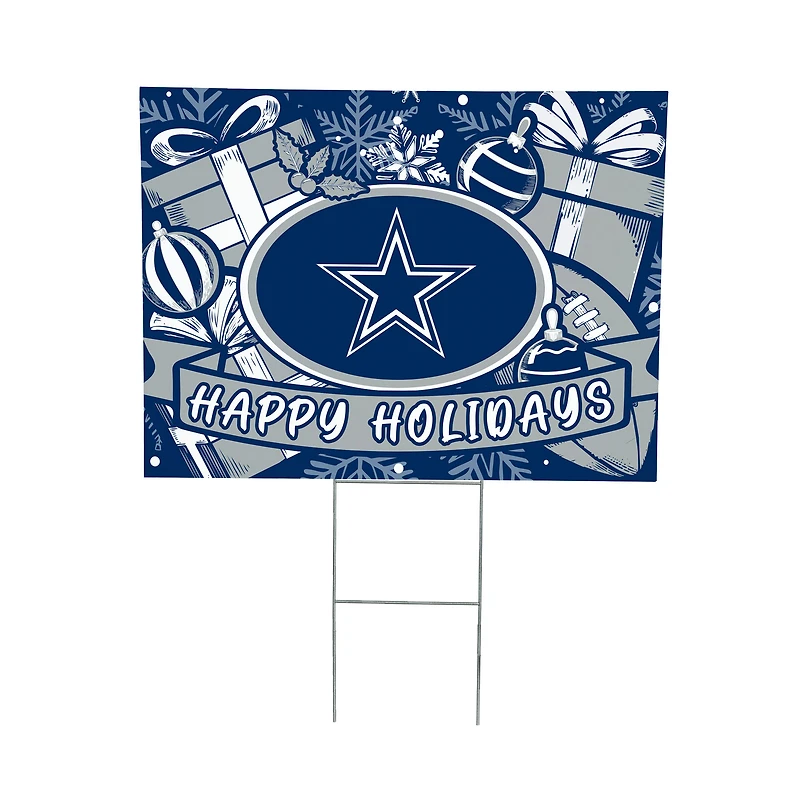 Dallas Cowboys 24" x 18" Happy Holidays Christmas Outdoor Staked Yard Sign