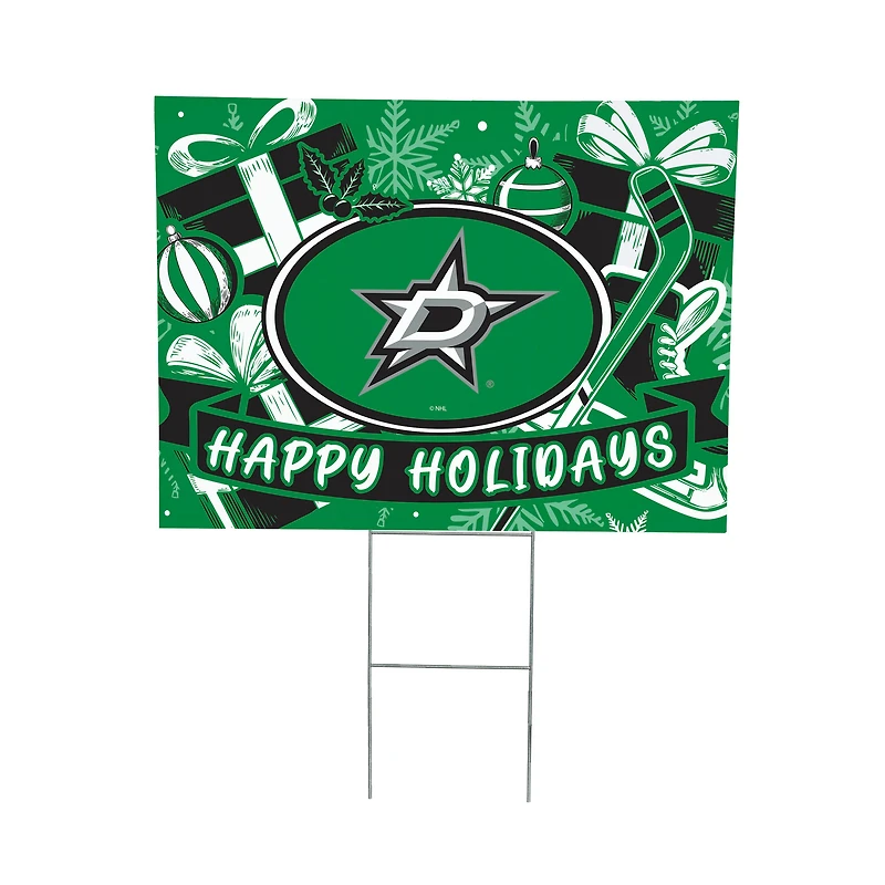 Dallas Stars 24" x 18" Happy Holidays Christmas Outdoor Staked Yard Sign