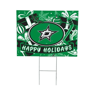 Dallas Stars 24" x 18" Happy Holidays Christmas Outdoor Staked Yard Sign