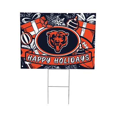 Chicago Bears 24" x 18" Happy Holidays Christmas Outdoor Staked Yard Sign