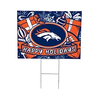 Denver Broncos 24" x 18" Happy Holidays Christmas Outdoor Staked Yard Sign