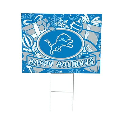 Detroit Lions 24" x 18" Happy Holidays Christmas Outdoor Staked Yard Sign