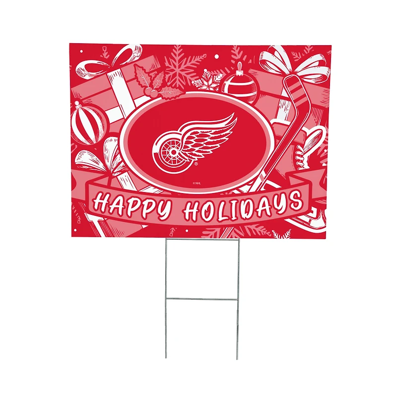 Detroit Red Wings 24" x 18" Happy Holidays Christmas Outdoor Staked Yard Sign