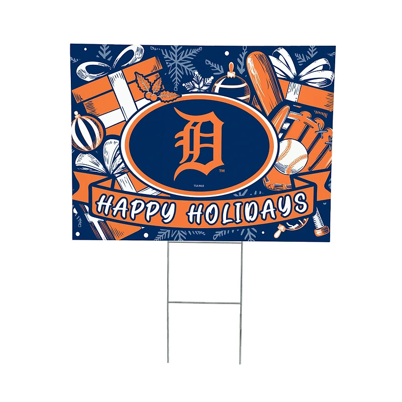 Detroit Tigers 24" x 18" Happy Holidays Christmas Outdoor Staked Yard Sign