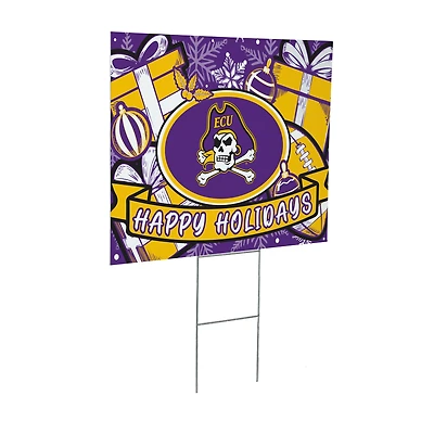 ECU Pirates 24" x 18" Happy Holidays Christmas Outdoor Staked Yard Sign