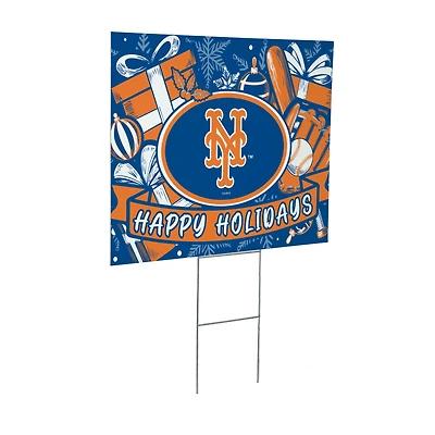 New York Mets 24" x 18" Happy Holidays Christmas Outdoor Staked Yard Sign