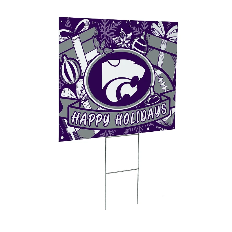 Kansas State Wildcats 24" x 18" Happy Holidays Christmas Outdoor Staked Yard Sign