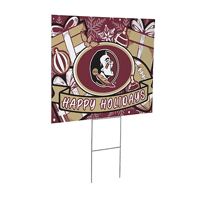 Florida State Seminoles 24" x 18" Happy Holidays Christmas Outdoor Staked Yard Sign