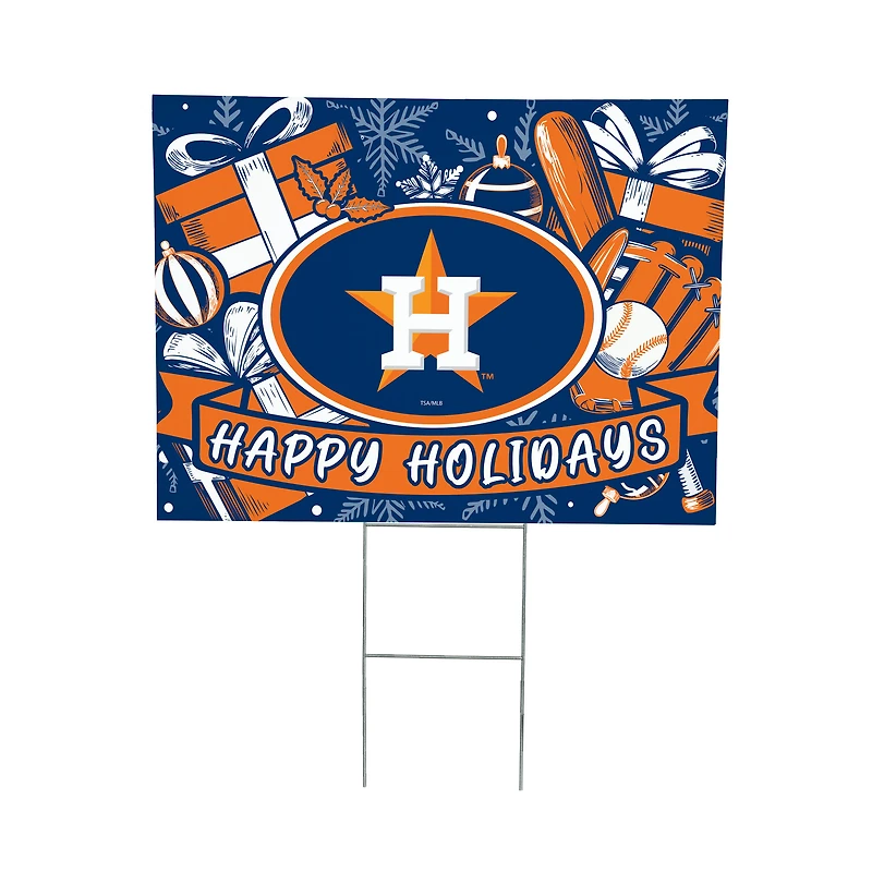 Houston Astros 24" x 18" Happy Holidays Christmas Outdoor Staked Yard Sign