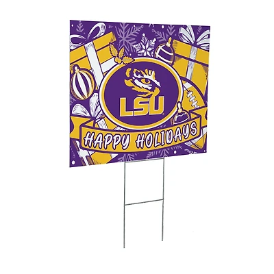 LSU Tigers 24" x 18" Happy Holidays Christmas Outdoor Staked Yard Sign