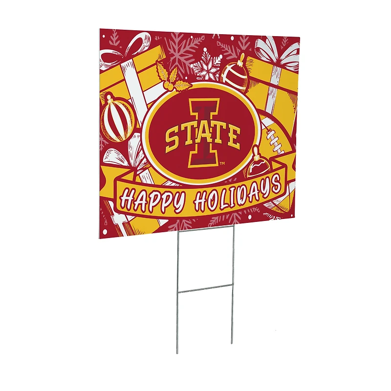 Iowa State Cyclones 24" x 18" Happy Holidays Christmas Outdoor Staked Yard Sign
