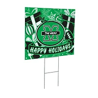 Marshall Thundering Herd 24" x 18" Happy Holidays Christmas Outdoor Staked Yard Sign