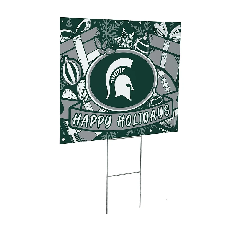 Michigan State Spartans 24" x 18" Happy Holidays Christmas Outdoor Staked Yard Sign