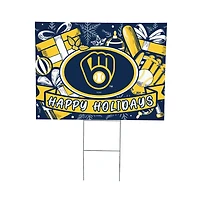 Milwaukee Brewers 24" x 18" Happy Holidays Christmas Outdoor Staked Yard Sign