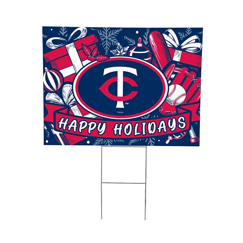Minnesota Twins 24" x 18" Happy Holidays Christmas Outdoor Staked Yard Sign