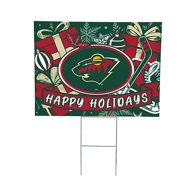 Minnesota Wild 24" x 18" Happy Holidays Christmas Outdoor Staked Yard Sign