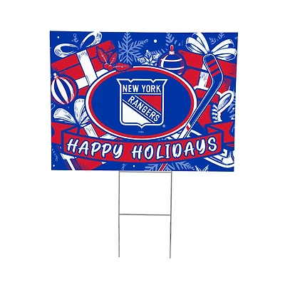 New York Rangers 24" x 18" Happy Holidays Christmas Outdoor Staked Yard Sign
