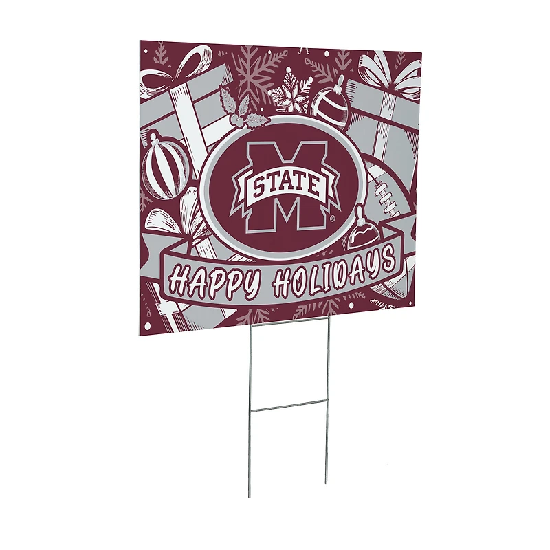 Mississippi State Bulldogs 24" x 18" Happy Holidays Christmas Outdoor Staked Yard Sign