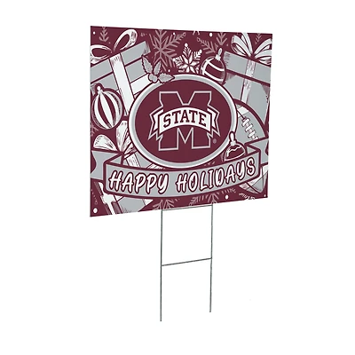 Mississippi State Bulldogs 24" x 18" Happy Holidays Christmas Outdoor Staked Yard Sign