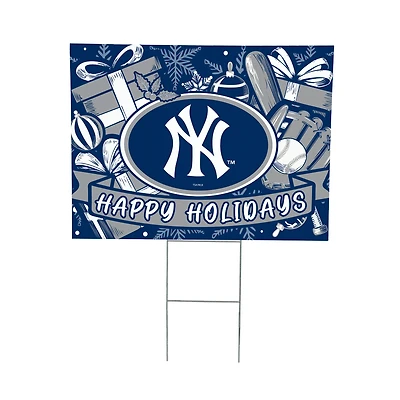 New York Yankees 24" x 18" Happy Holidays Christmas Outdoor Staked Yard Sign