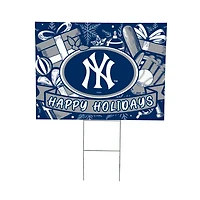 New York Yankees 24" x 18" Happy Holidays Christmas Outdoor Staked Yard Sign