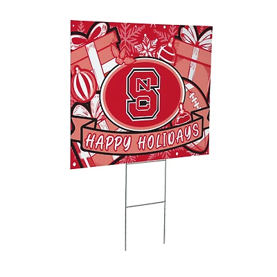 NC State Wolfpack 24" x 18" Happy Holidays Christmas Outdoor Staked Yard Sign