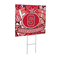 NC State Wolfpack 24" x 18" Happy Holidays Christmas Outdoor Staked Yard Sign
