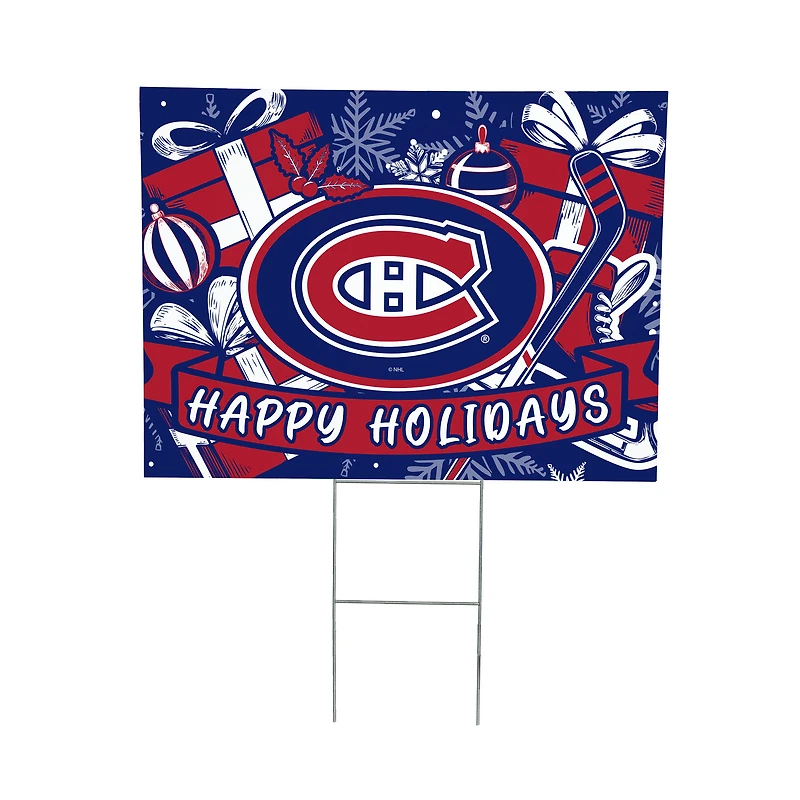 Montreal Canadiens 24" x 18" Happy Holidays Christmas Outdoor Staked Yard Sign
