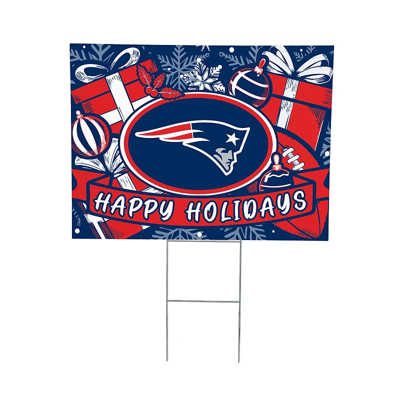 New England Patriots 24" x 18" Happy Holidays Christmas Outdoor Staked Yard Sign