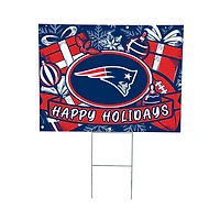 New England Patriots 24" x 18" Happy Holidays Christmas Outdoor Staked Yard Sign