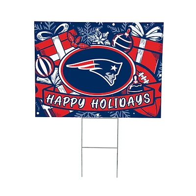 New England Patriots 24" x 18" Happy Holidays Christmas Outdoor Staked Yard Sign