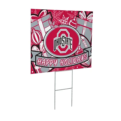 Ohio State Buckeyes 24" x 18" Happy Holidays Christmas Outdoor Staked Yard Sign