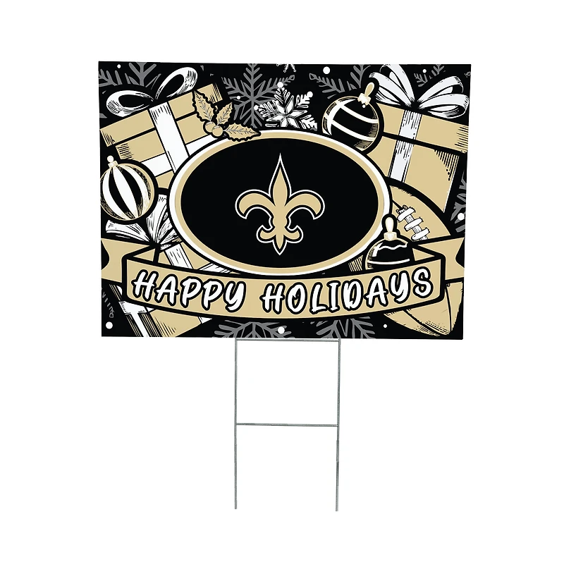 New Orleans Saints 24" x 18" Happy Holidays Christmas Outdoor Staked Yard Sign