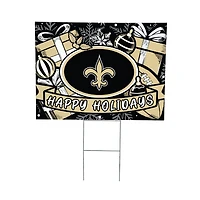New Orleans Saints 24" x 18" Happy Holidays Christmas Outdoor Staked Yard Sign