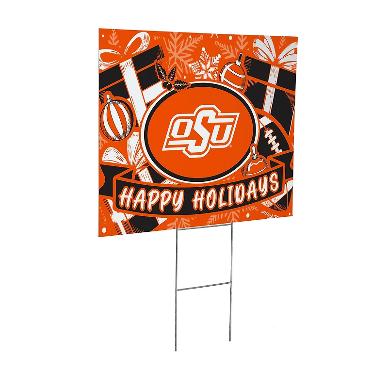 Oklahoma State Cowboys 24" x 18" Happy Holidays Christmas Outdoor Staked Yard Sign