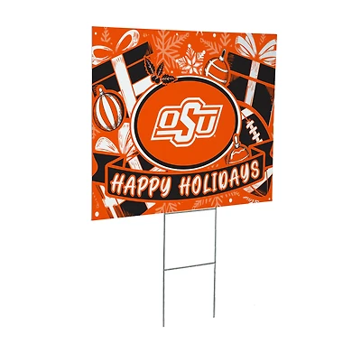 Oklahoma State Cowboys 24" x 18" Happy Holidays Christmas Outdoor Staked Yard Sign