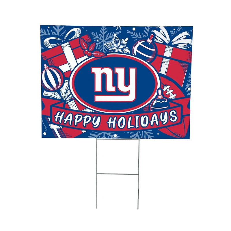 New York Giants 24" x 18" Happy Holidays Christmas Outdoor Staked Yard Sign