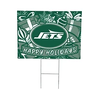 New York Jets 24" x 18" Happy Holidays Christmas Outdoor Staked Yard Sign