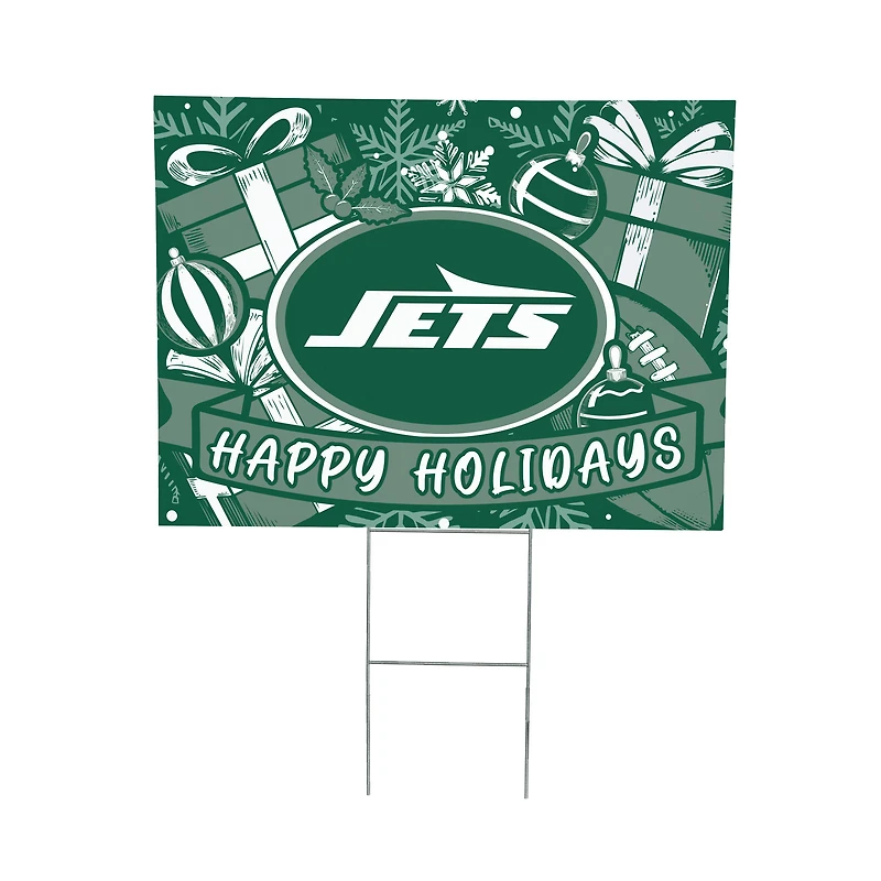 New York Jets 24" x 18" Happy Holidays Christmas Outdoor Staked Yard Sign